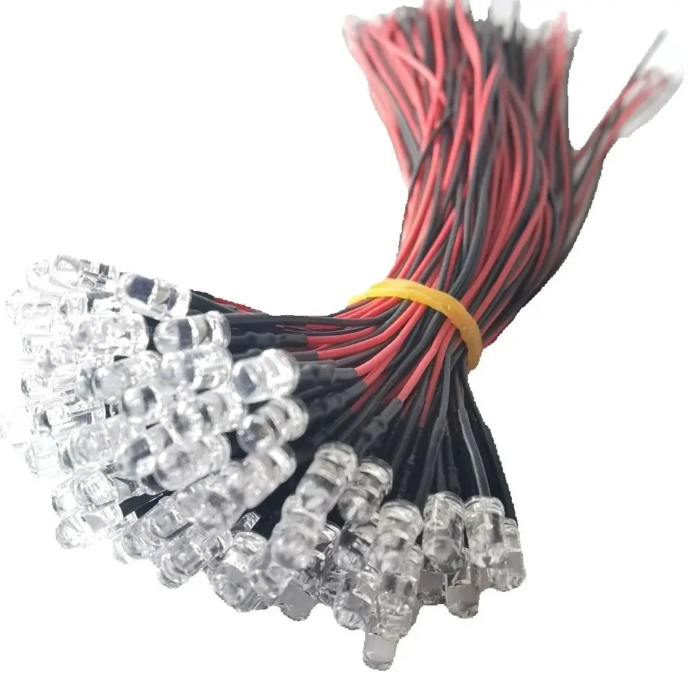 10 개/몫 DC 12V LED 다이오드 20cm 사전 유선 5mm LED 라이트 램프 전구 DIY 홈 인테리어에 대 한 미리 발광 다이오드 4 색