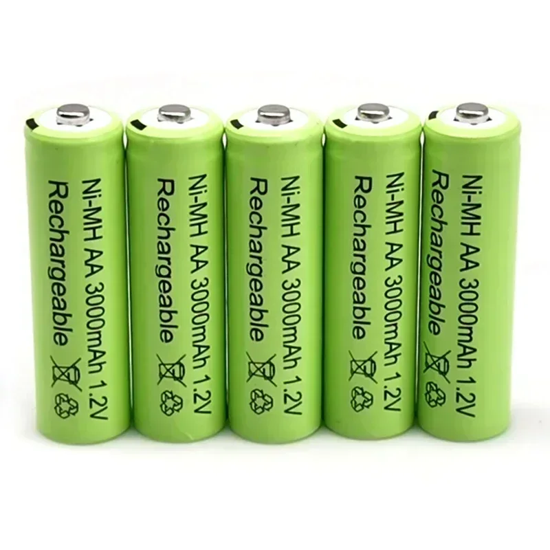 AA 1.2 V 3000mAh Ni-MH 1.2 V Batteries Green Rechargeable Battery Garden Solar Lamp LED Flashlight Lantern Lamp Flashlight 6