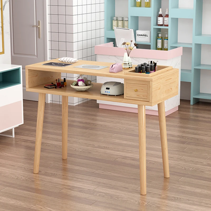 

Wooden Make Up Nail Table Simple Design Exquisite Salon Nail Table Nordic Reception Mesa De Manicure Salon Furniture HD50ZJ