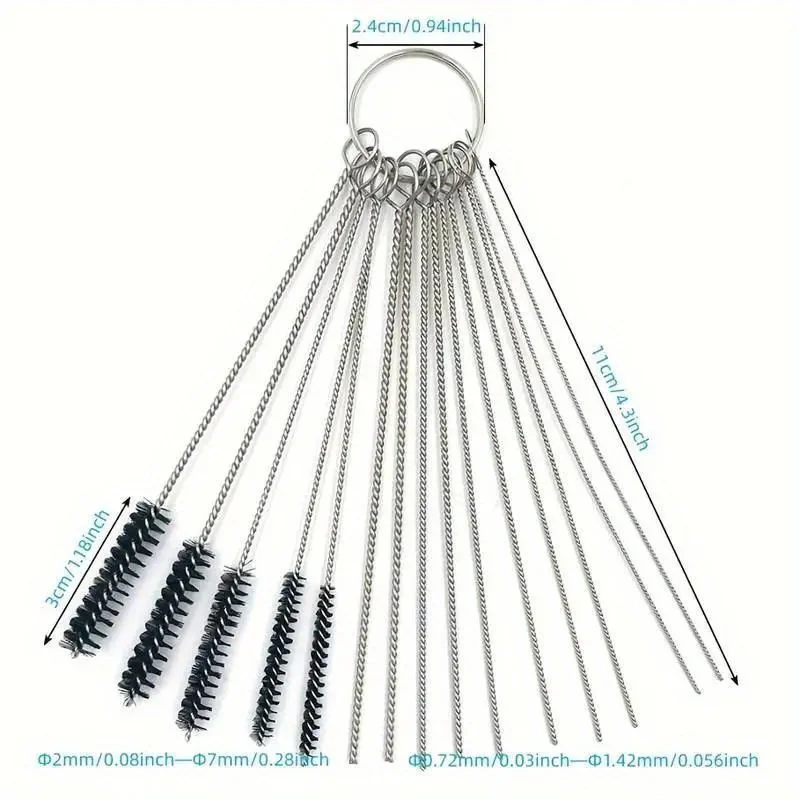 15pcs/Set Carburetor Cleaning Brush Set Carburetor Carbon Dirt Jet Cleaner Tool Kit 10 Cleaning Needles With 5 Brushes