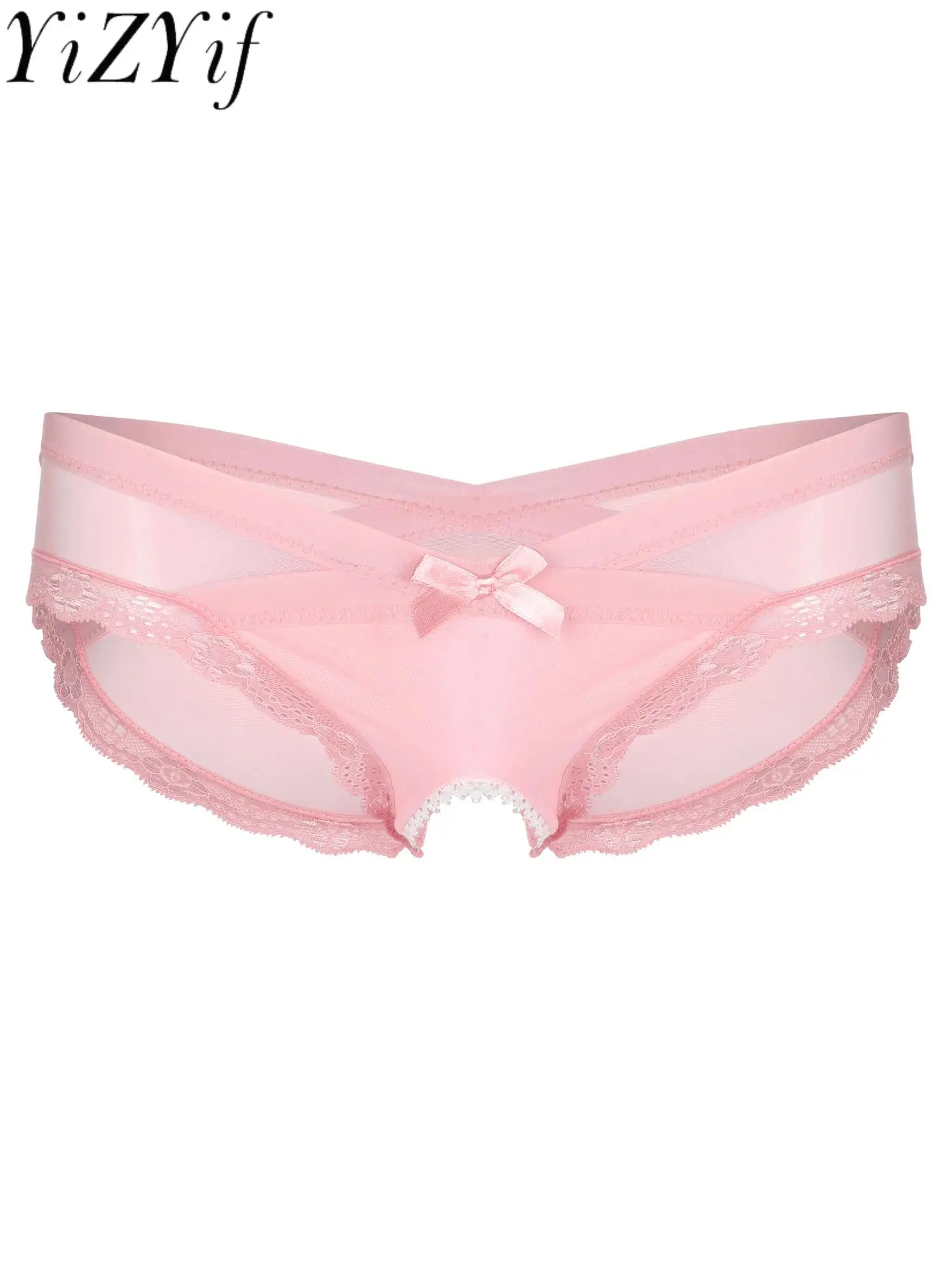 

Sexy See Through Men's Lace Sissy Hollow Out Pouch Panties Sheer Panties Low Rise Bikini Briefs Cross-Dresser Sissy Underwear