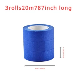 Triple Roll Set Multi - Surface Easy Removal Masking Tape for Painting, Crafts, and Home Projects - 20m per Roll (1.2cmX20m - 3Rolls)