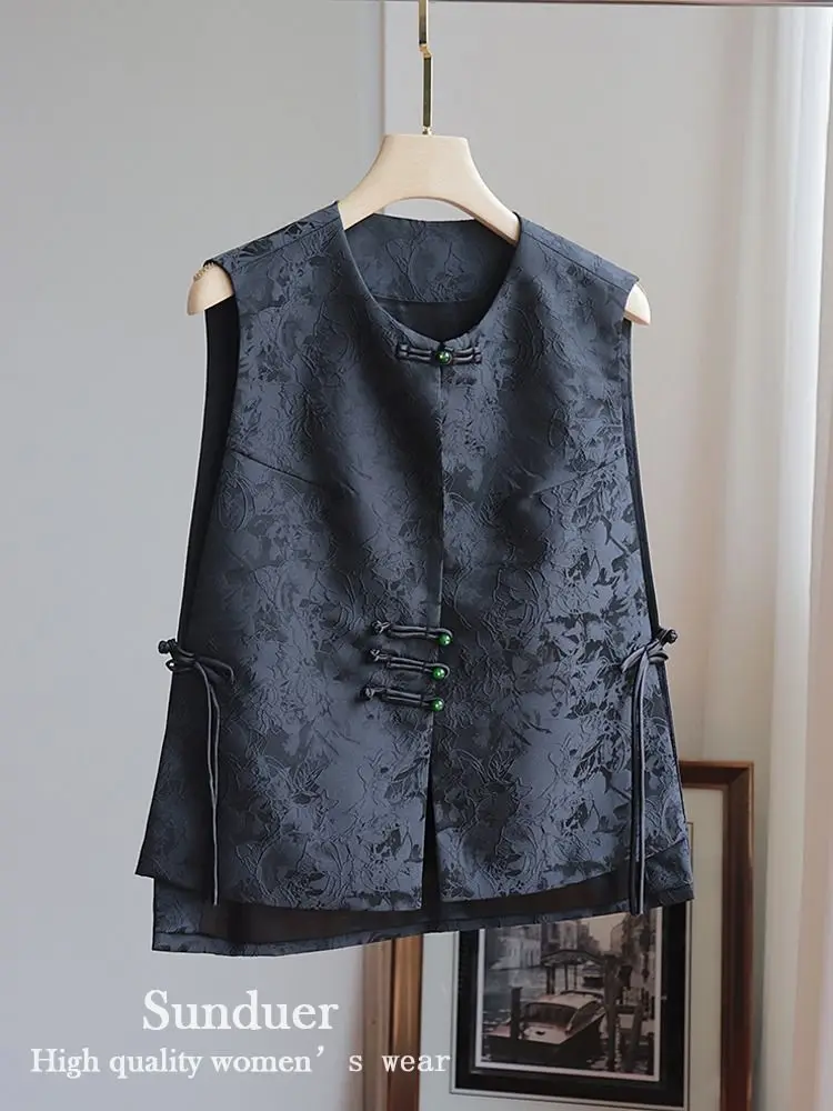 Women Cheongsam Waistcoat Chinese Vest Qipao Tops Tang Clothes Vintage Mandarin Collar Jacket
