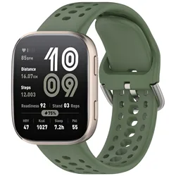 Silicone Breathable Wristband for Smartwatches - Replaceable Accessory Strap (Deep green)