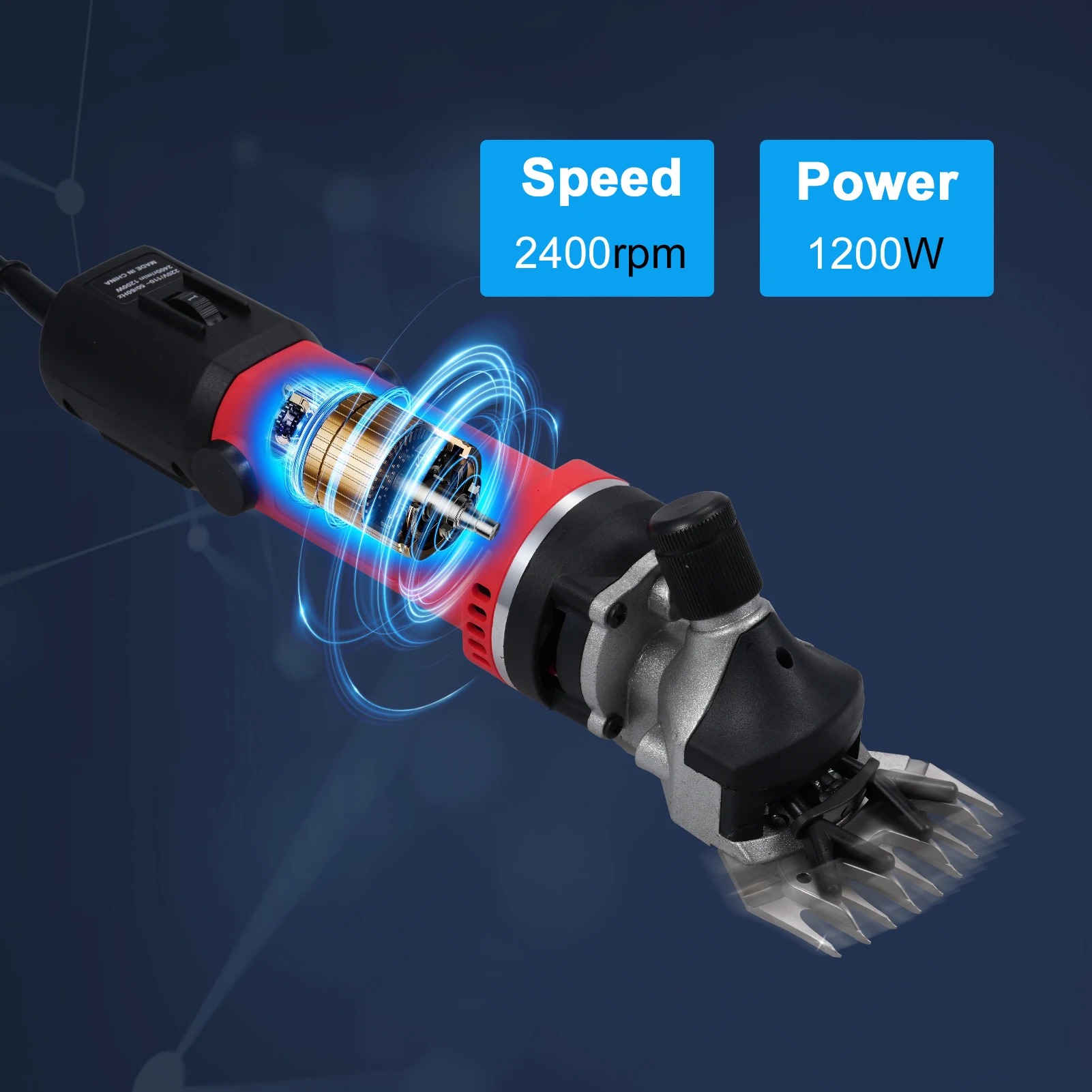 1450W 전기 양털깎이, 고성능 양털깎이 기계, 6단 속도, 2800rpm, 13날 칼날, 양, 염소, 낙타에 적합