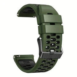 Premium Silicone Sport Wristband for Smartwatches - 24mm Strap Replacement (Military green black)