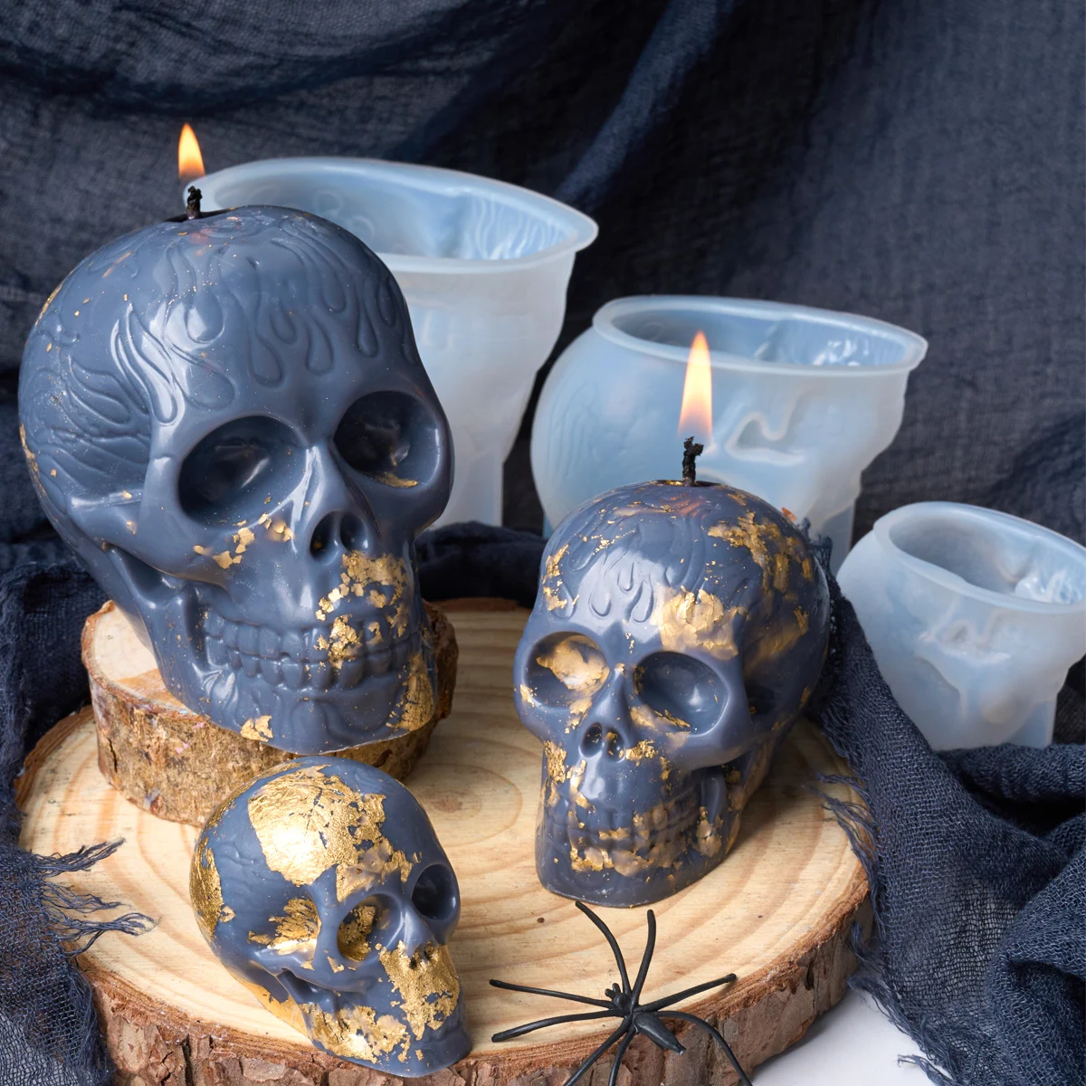 Description Picture 4 of item3D Skull Silicone Candle Mold DIY Halloween Ornaments Craft Making Soap Plaster Resin Casting Molds Home Party Decor Art Gifts