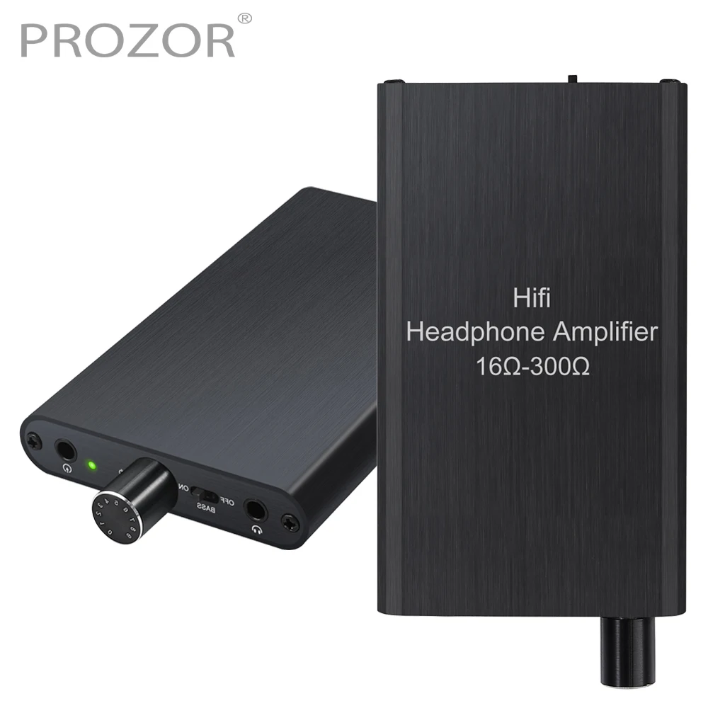 PROZOR 16-300 Ohm Headphone Earphone Amplifier Portable 3.5mm Amp Built-in Power Bank Amplifier With Gain Bass Switch for PC