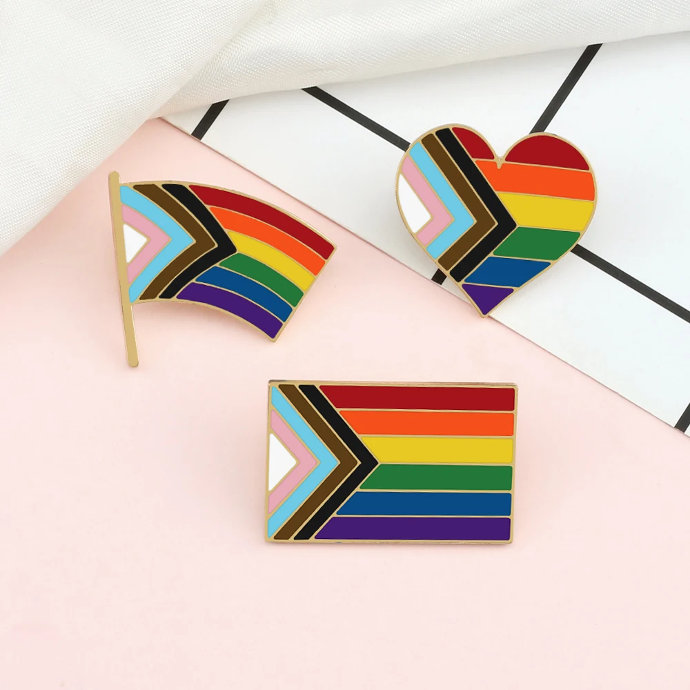 Gay Pride Pins For Backpacks PROGRESS PRIDE LGBTQ Country Metal Flag Lapel Pin Badge - New, Mix & Match 3 Pride Flag Pin - Foto 10