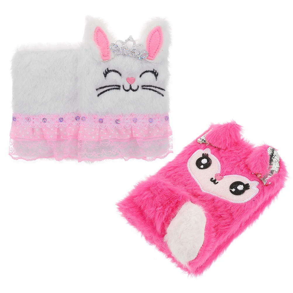 

2pcs Fluffy Writing Book Fox and Teen Girl Gifts Girls Journal Fuzzy Journal Easter Kids Gift