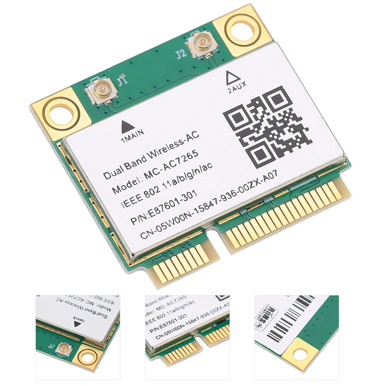 블루투스 4.2 무선 와이파이 네트워크 카드, 미니 PCIe 기가비트 듀얼 밴드 MC-AC7265