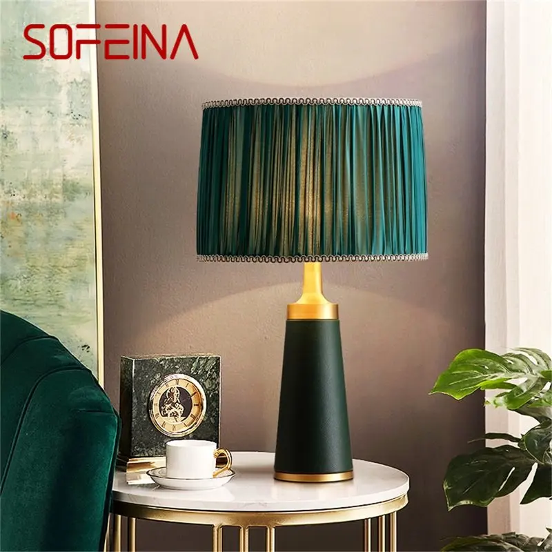 

SOFEINA Brass Table Lamp Green Desk Light Contemporary Luxury LED Decoration for Home Bedside