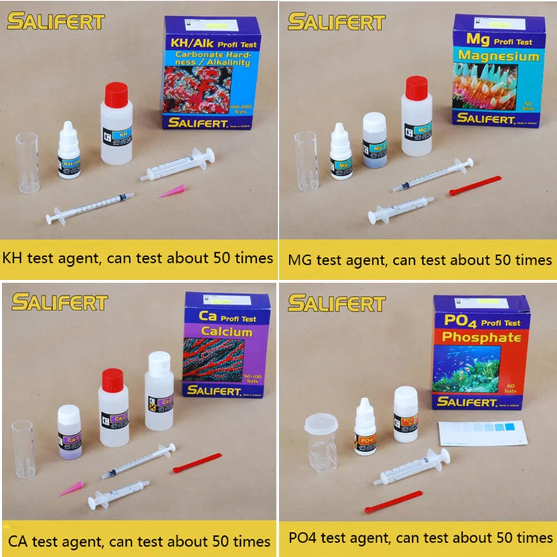 Salifert Seawater Tester Test Kit Ca Cu I2 KH Mg NH4 NO2 Nitrite NO3 Nitrate PH PO4 Sr Potent Water
