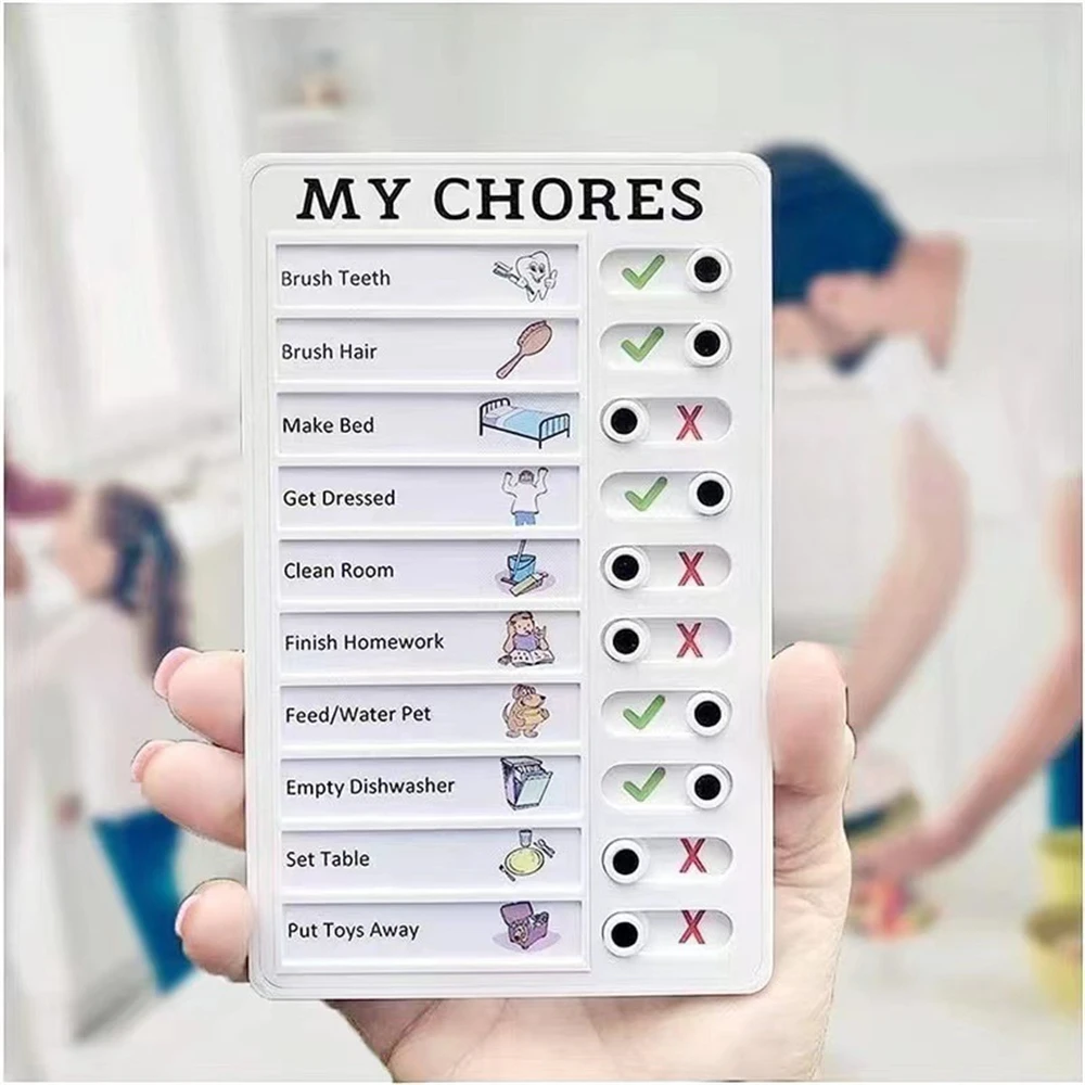 Reusable My Chores Checklist Memo Daily Planner Plastic Board Chore Chart Responsibility Behavior for Kid Self-discipline Card