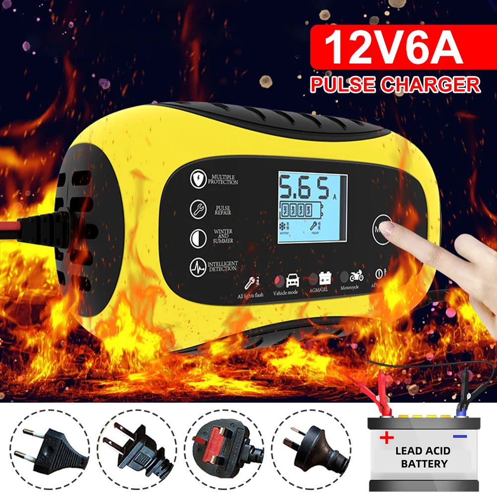 

12V Digital Display Full Automatic Car Battery Charger Battery Charger Pulse Repair for 2Ah-100Ah Lead-Acid Gel AGM Wet Battery