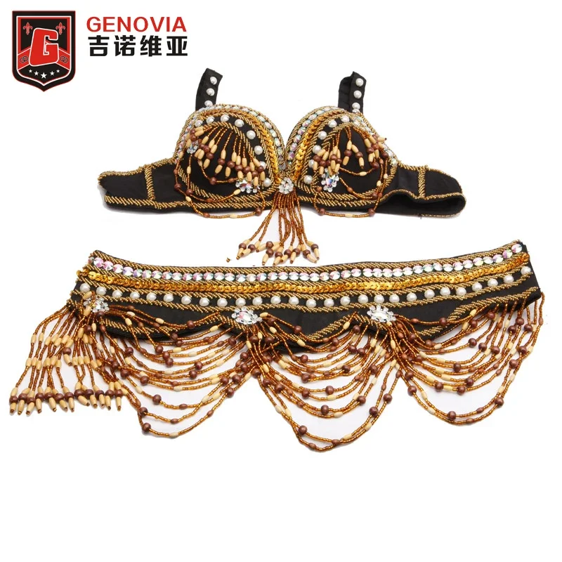 

Tribal Style Belly Dance Costume 2 Pics Bra&Belt 34B/C 36B/C 38B/C Bra Oriental Dance Beaded Bra And Belt