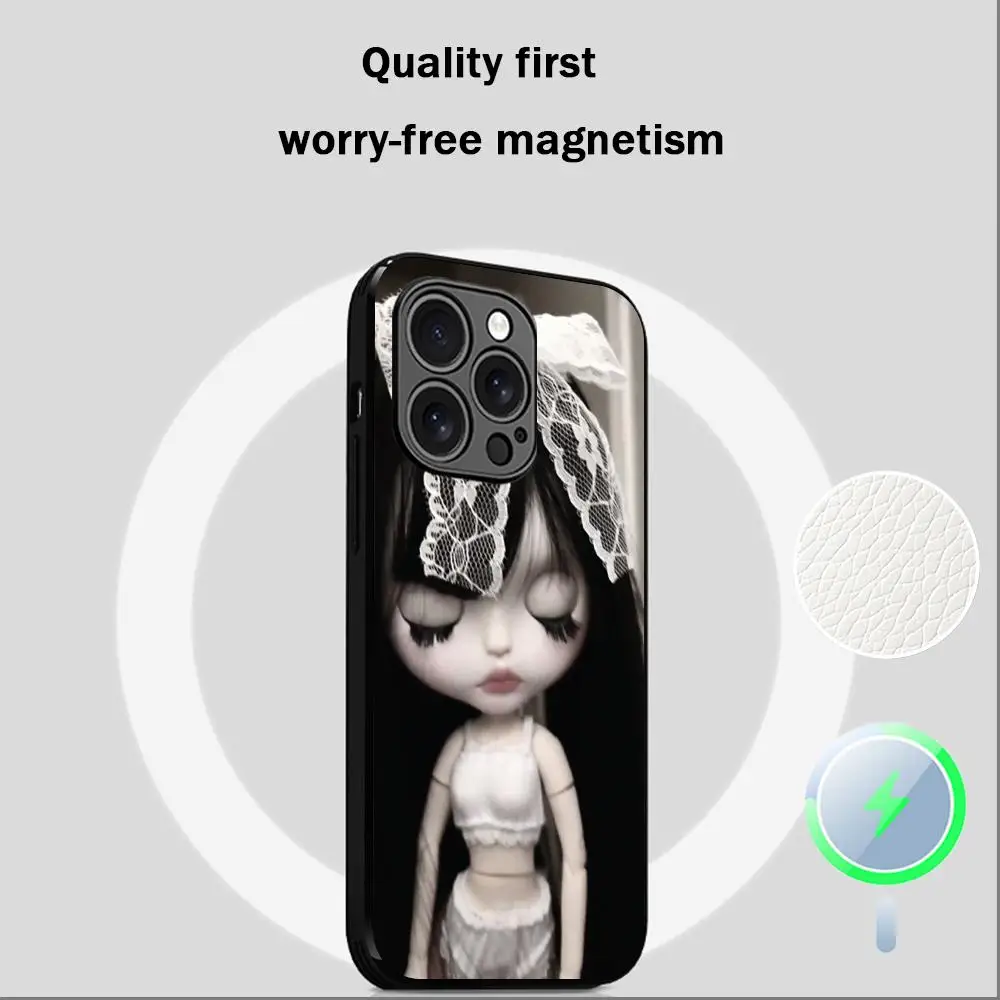 Blythe Cute Doll Fashion Pattern High-End Luxury Magsafe Sheepskin Phone Case