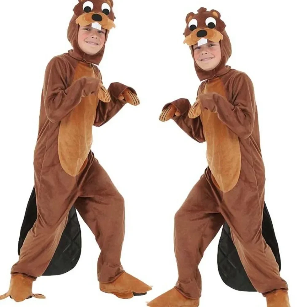 AA1 Adult Children Otter Performance Stage Costume Halloween Costume Parent-child Family Game Cartoon Home Warm Role Playing Set