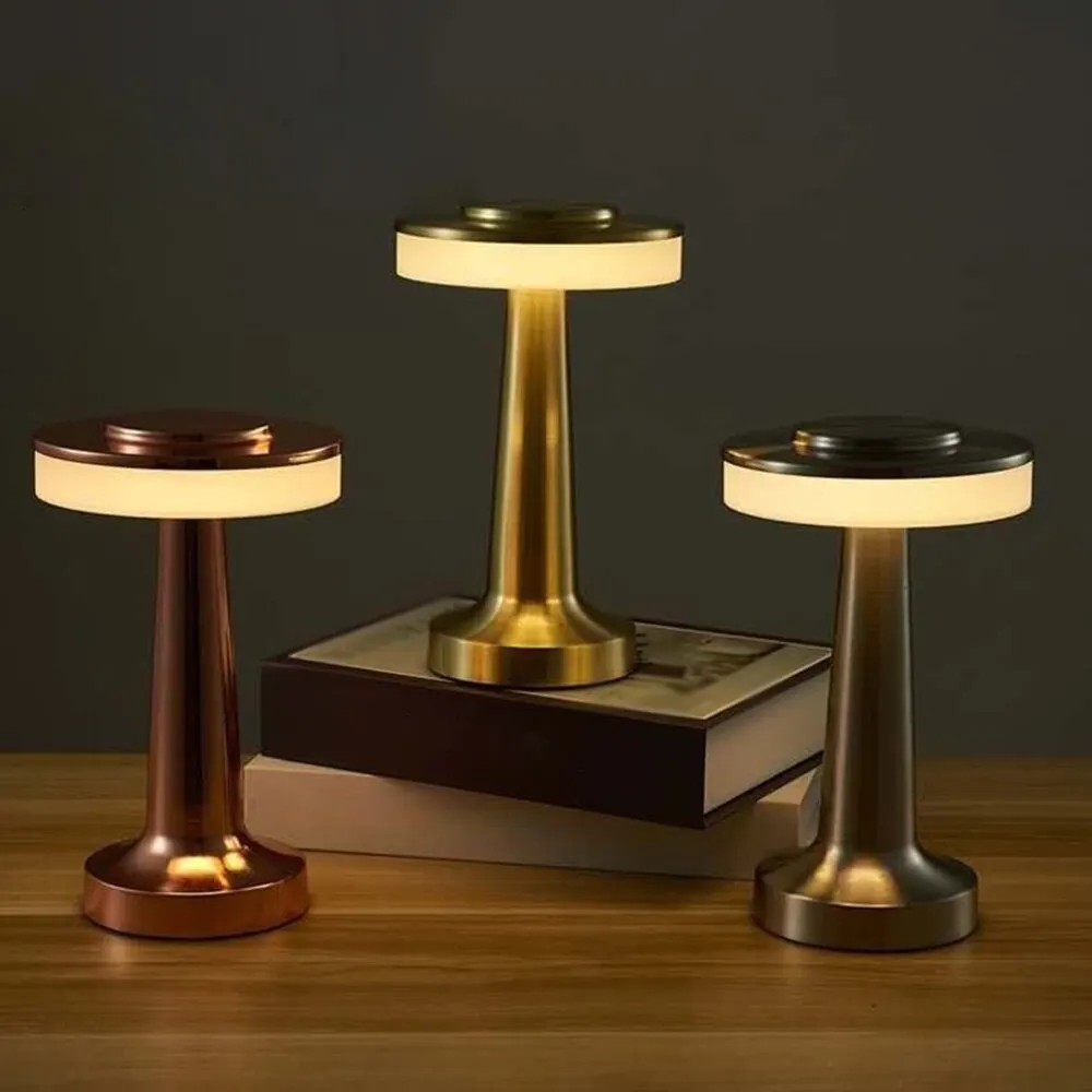 Led Table Lamp Retro Usb Rechargeable Infinitely Dimmable Night Light Camping Light for Bar Bedroom Decoration