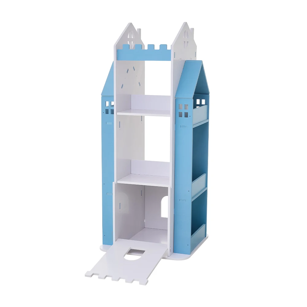 3/4 layer castle children's house rotating bookshelf toy storage rack display bookshelf storage cabinet home decoration