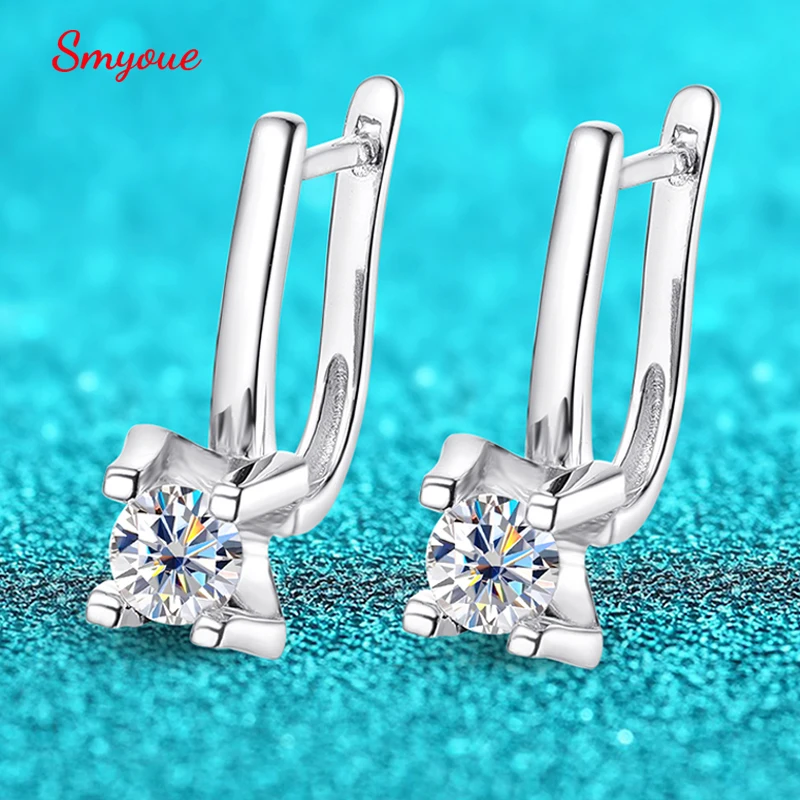 

Smyoue Rhodium Plated 0.5CT Moissanite Hoop Earrings for Women Wedding 100% 925 Sterling Silver Jewelry Girls Party Earrings GRA