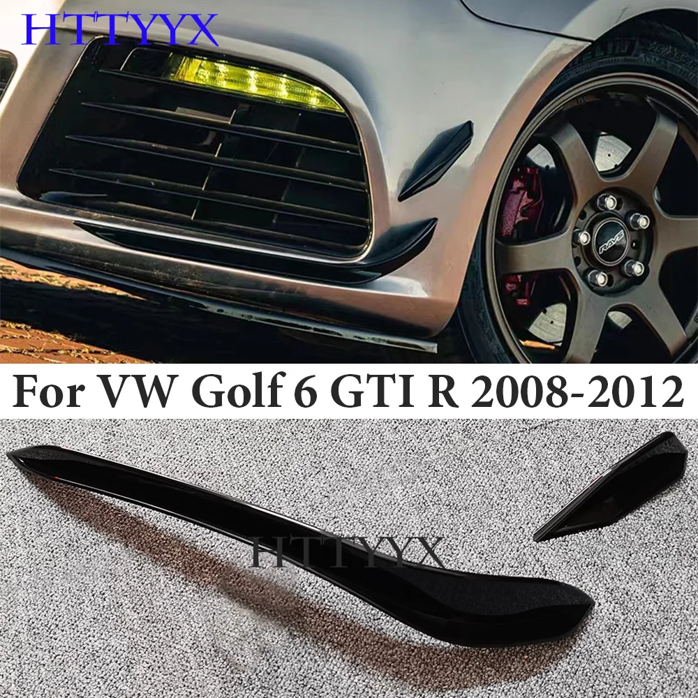 

Gloss Black RevoZport Style Front Bumper Aero Kit Canard Wings For Volkswagen Golf MK6 6 GTI GTD R 2009-2012