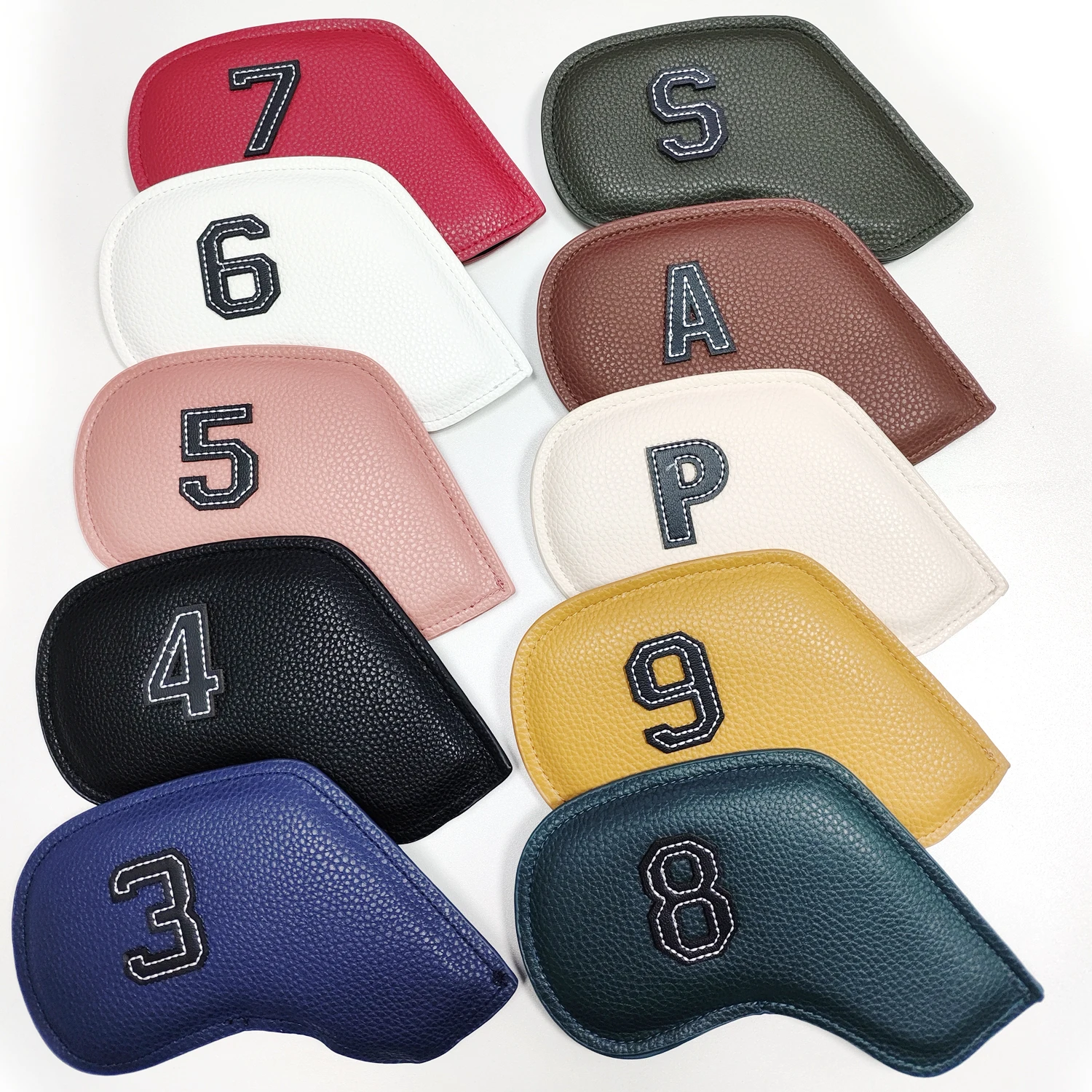 10pcs/set Golf Iron Headcover 3-9,P,S,A, Club Head Cover Embroidery Number Case Sport Golf Training Equipment Accessories