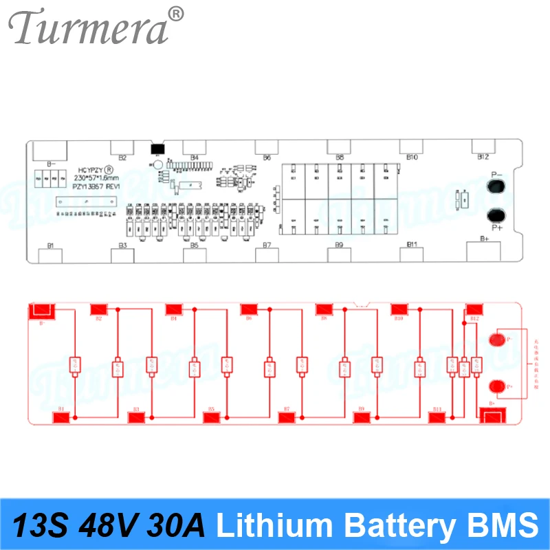 BMS 13S 48V 30A 18650 carte de Charge de batterie au Lithium Port commun Protection contre les courts-circuits/sur température pour vélo électrique Escooter  44