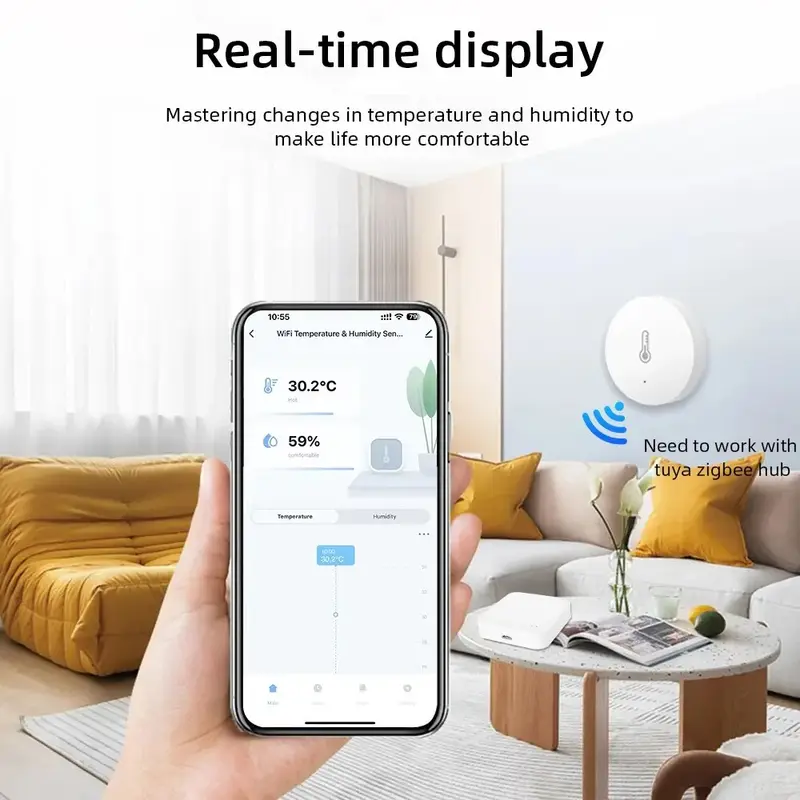 Tuya Zigbee Temperature and Humidity Sensor Intelligent Home Hygrometer work with Smart Life Alexa Google Assistant - Image 6
