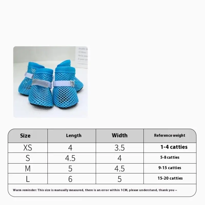 4 Stück Hundeschuhe, rutschfest, atmungsaktiv, verschleißfest, Hundestiefel, geeignet für kleine, mittelgroße Haustiere, Welpen-Schutzschuhe. – Detail 12