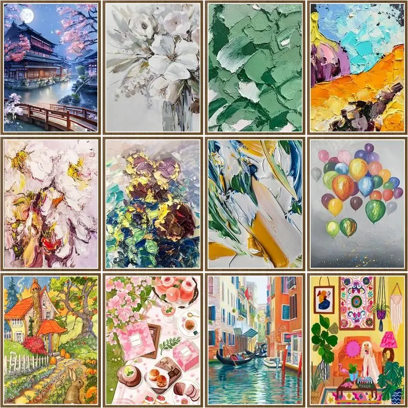 

CHENISTORY Pictures By Number Scenery Kits Home Decor Painting By Number Flower Drawing On Canvas HandPainted Art Gift