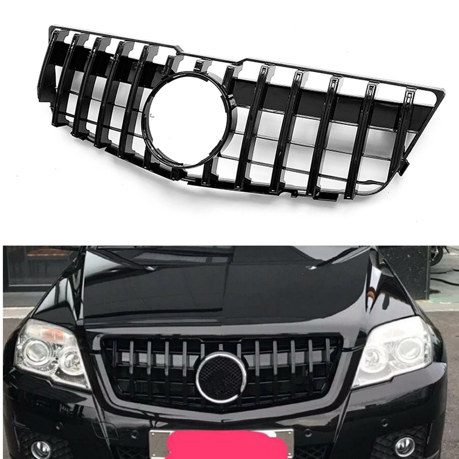 

Front Grill Grille For Mercedes Benz Benz GLK Class X204 GLK250 GLK300 GLK350 2008-2012 GT Silver/Black Upper Bumper Hood Mesh