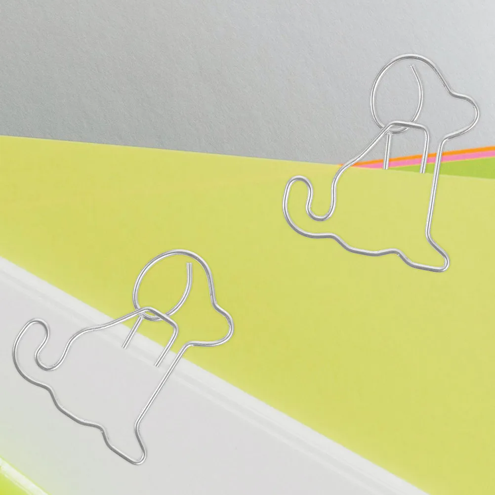 100Pcs 앉아있는 개 모양 종이 클립 금속 작은 종이 클립 문서 파일 메모 사진 메모 페이지를 위한 창의적인 사무용품