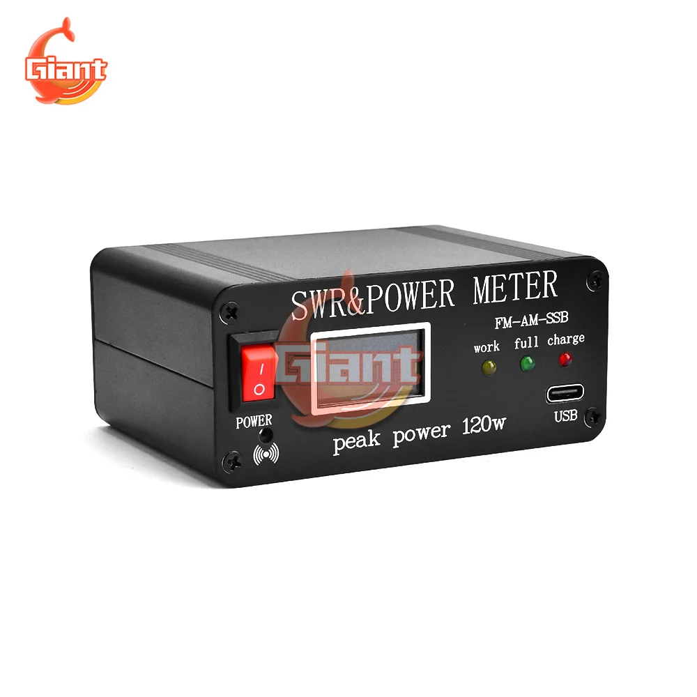 1.8MHz-50 MHz 0.5W-120W SWR HF Short Wave Standing Wave Meter SWR Power Meter OLED FM AM CW SSB With Battery pic image