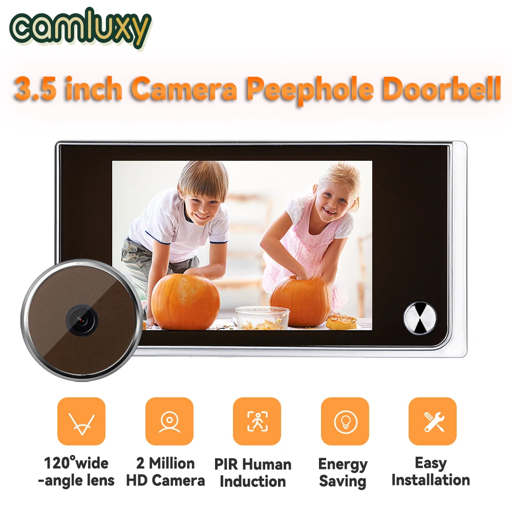 

Camluxy 3.5Inch Camera Peephole Doorbell 120 Degree Angle Peephole Viewer Door Bell Outdoor Cat Eye Visual Digital Doorbell