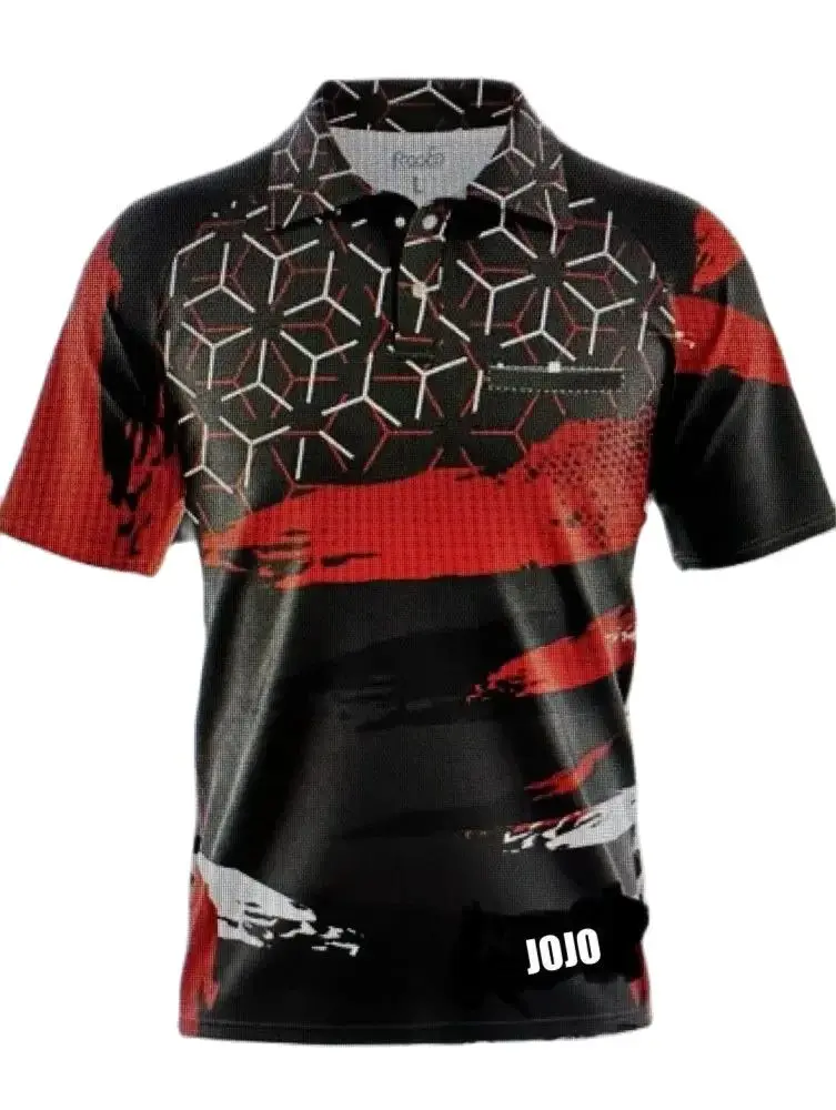 

Рубашка-поло мужская с коротким рукавом, Повседневная Уличная одежда с 3d принтом, с воротником-стойкой, на пуговицах, лето 2024