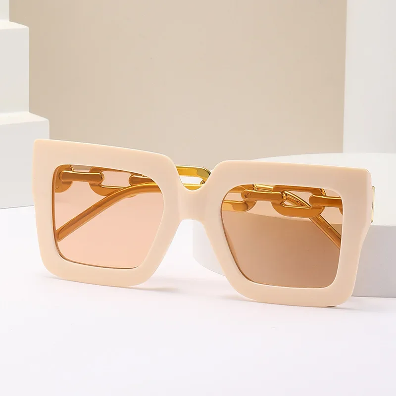 Sunglasses Male Chain Sunglasses Female Full Frame Hollow Leg Shading Mirror European and American Wind Glasses