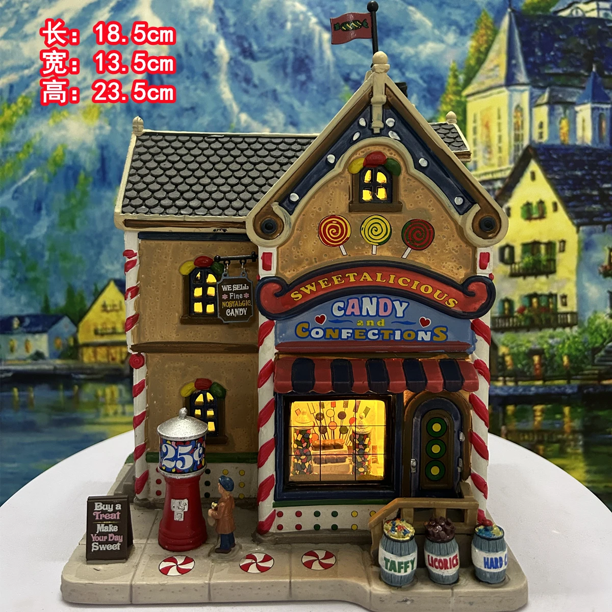 

Lemax Ceramic Painted Night Lamp House Miniature Version of European Building Figurine Home Furnishing Living Room Ornament Gift