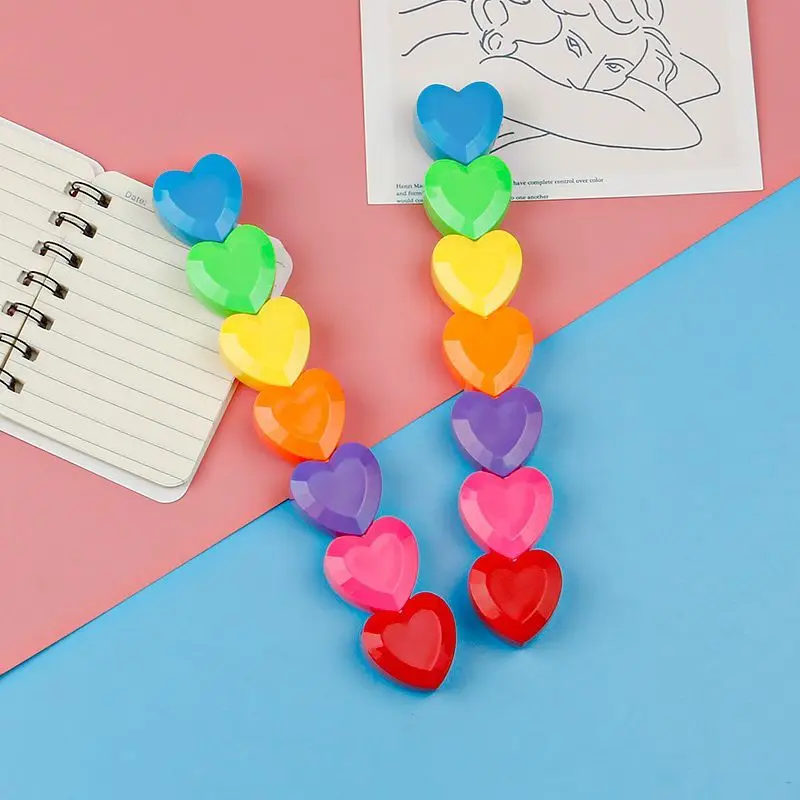 Highlighter Pen Highlighter Marker 1 Pieces 6 Color Cute Kawaii Love Heart Shape Candy Color Highlighter Office School Supplies Gift