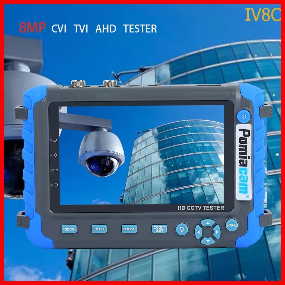 IV8C CCTV Tester Monitor 5.0 Inch Wrist Coaxial 4-in-1 Camera Tester 8MP AHD/TVI/CVI Tester Monitor Video Test/PTZ Control/12V 8mp wrist 4 0 ip camera cctv tester monitor 4 coaxial hd 4k h 265 wifi hotspot ptz control cable cvi tvi ahd cvbs camera tester