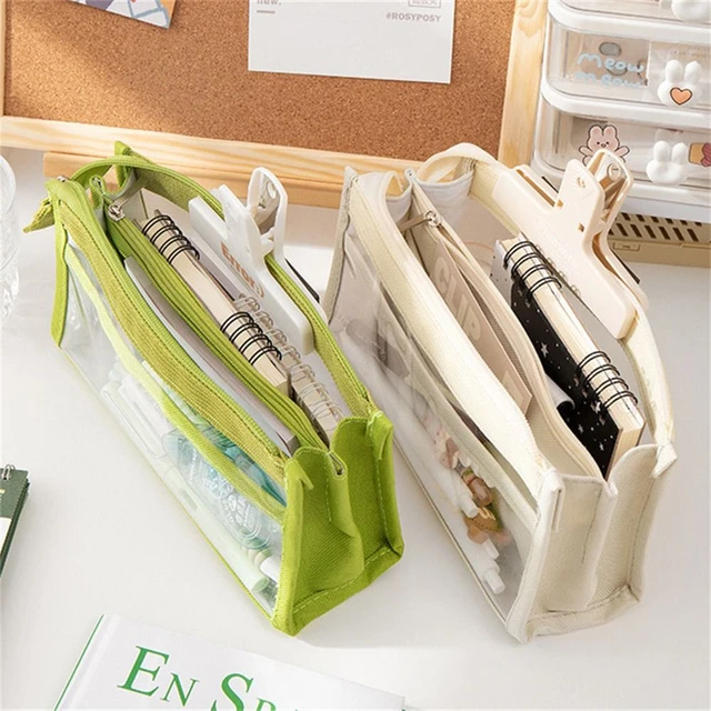 Six Layers Transparent Large Pencil Bag Large Capacity Zipper Transparent  Pen Case School Supplies - AliExpress