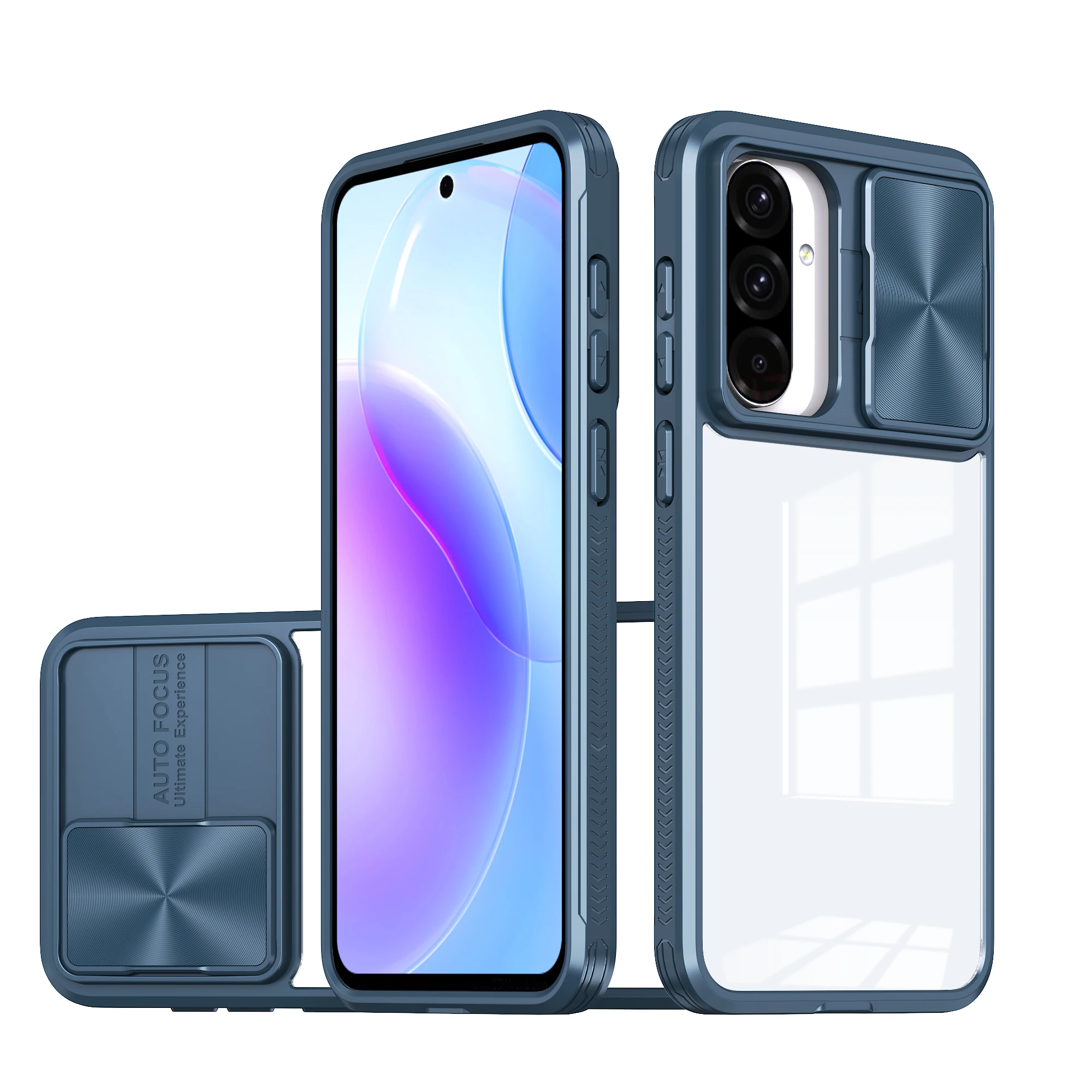 Clear Phone Case with Slide Camera Cover and Drop Protection - Shockproof and Transparent
