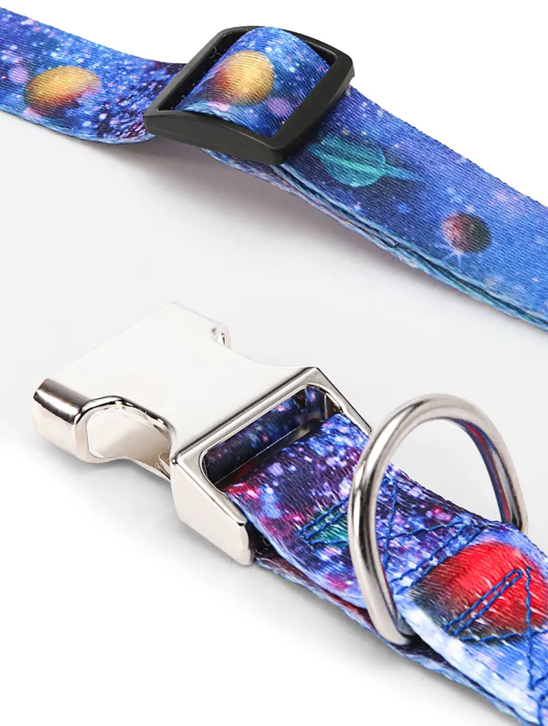 Personalised Forest Pattern Dog Collar Adjustable Nylon Pet Lead_voghion.com