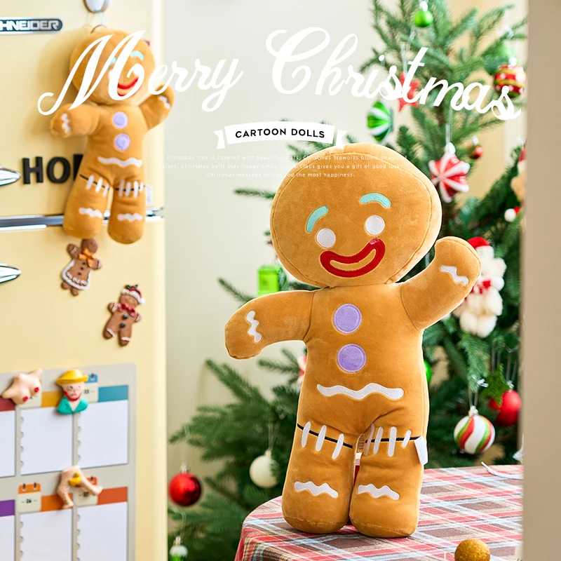 30-60cm Gingerbread Man Anime Plush Toys Cookies Man Stuffed Doll Soft Sofa Cushion Room Decor Christmas Decor Xmas Kid Gifts