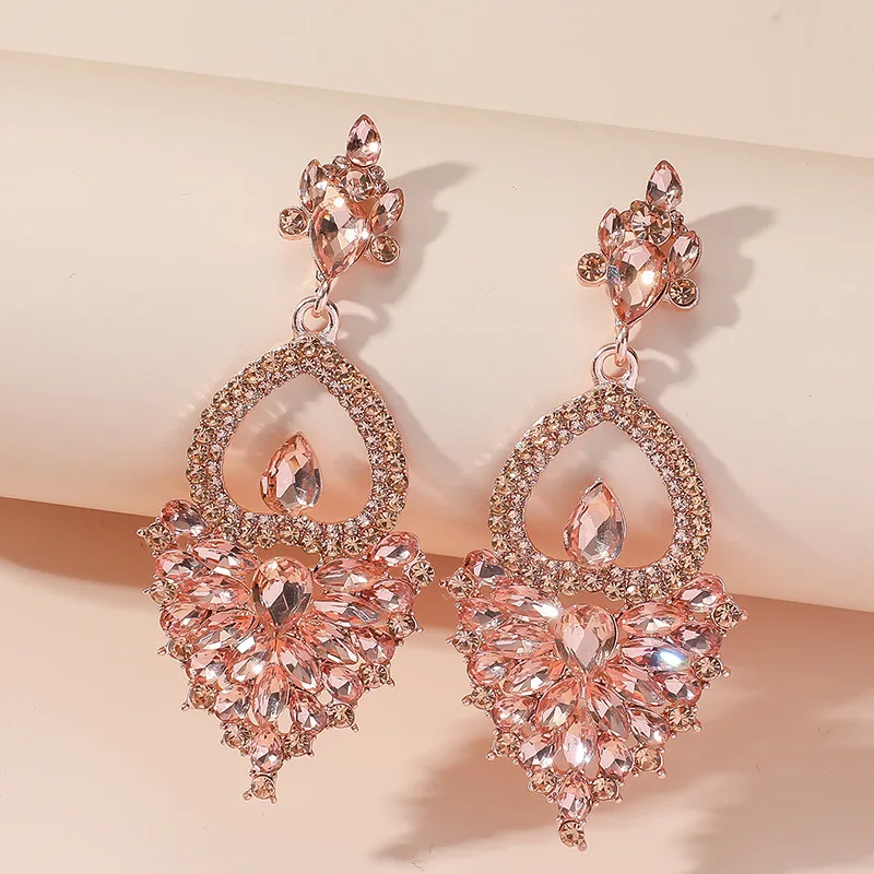 2023 Earrings Stylish Colored Diamond Alloy Diamond Full Diamond Earrings Female European And American Bohemian Ethnic Ear Rings