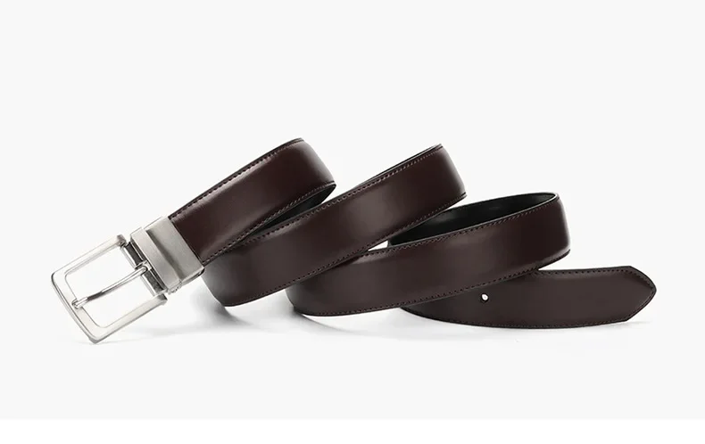 Doppelseitiger Gürtel aus echtem Leder mit drehbarer Legierung und Dornschließe für Herren, hochwertiges Echtleder, berühmte Marke, Luxus-Designer-Gürtel – Detail 11
