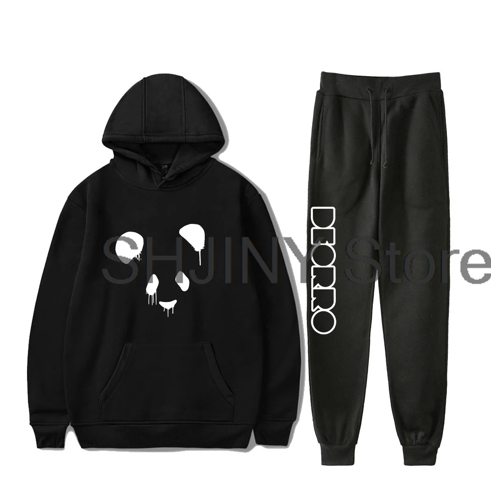 Толстовка с капюшоном Deorro Panda Merch, брюки для бега, комплект из двух предметов, свитшот + спортивные брюки, женский и мужской комплект