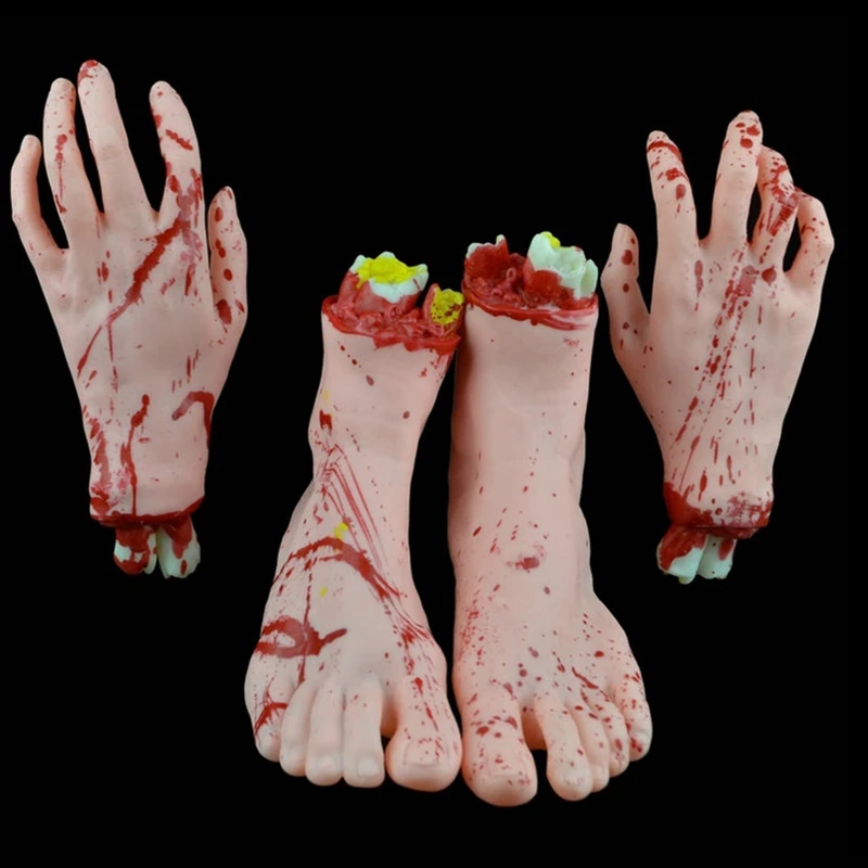 

Halloween Severed Hands/Feet Set Scary Costume Prop For Haunted House Halloween Party Decoration Supplies Halloween Horror Prop