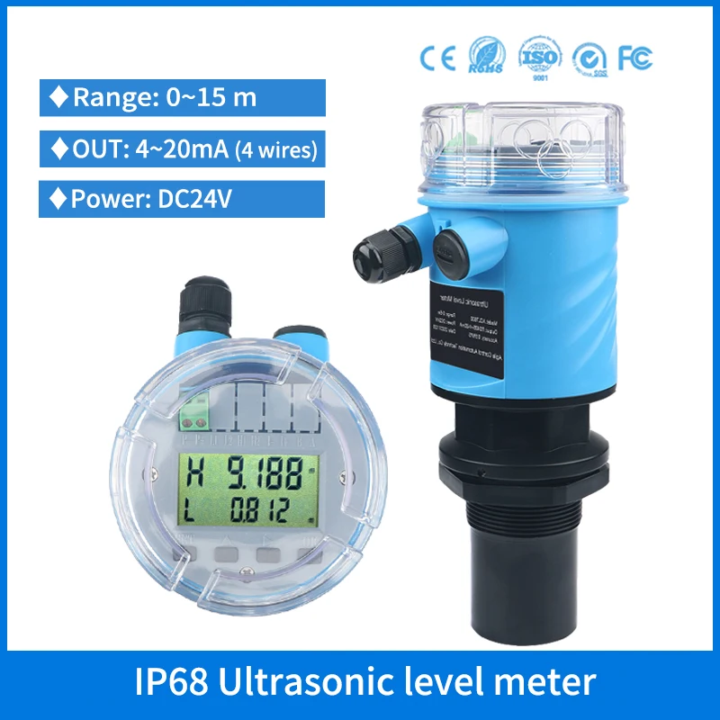 Ip68 5M 10M 4-20Ma Misuratore Di Livello Ad Ultrasuoni Nessun Contatto Olio Serbatoio Liquido Sensore Di Livello Ad Ultrasuoni Grano Mais Silo Misuraz