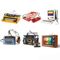 DIY Retro Electrical Appliances Furniture TV Computer Tape Walkman Game Consoles Radio Building Blocks Model Bricks Sets Toys 6